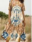preiswerte Boho Kleid-Damen Midikleid Sommerkleid Faltenkleid Urlaub Täglich Ferien Lässiger Schnitt Grafik Stammes Halbarm Rundhalsausschnitt Gelb Blau Purpur Grün Sommer