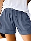 baratos Bermudas-Mulheres Calças inspiradas em linho Calção Calças Moda Roupa de rua Curto Natural Tecido Bolsos Design de cordão elástico Confortável Exterior Ao ar livre Rua clarete Azul Verde Depressão Azul marinho