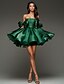 baratos Vestidos de Festa-Vestidos de Retorno a Casa Verde A-Line Vestido Elegante Feriado Graduação Curto  Mini Sem Mangas Alças de Espaguete Vestido Rosa Cetim com Laço(s)