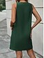 levne Denimové šaty-Dámské Mini šaty Úpletové šaty Slip Dress prázdniny Na běžné nošení Venkovní Dovolená Denní Běžný Bez vzoru Bez rukávů Do U Černá Vodní modrá Trávová zelená Léto