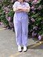 preiswerte Schlichte Hose aus Baumwollleinen-Damen Normal Baumwoll-Leinen-Hose Streetwear Einfarbig Kurzarm Hemdkragen Reißverschluss Ausgehen Wochenende Normale Passform Schwarz Rosa Blau Sommer