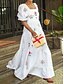 abordables Robes fleuries-Femmes Robe maxi Robe trapèze Occasionnel Extérieur Sortir Coupe régulière Fleuri Plaid Manche Courte Col carré Blanche Jaune Rouge Bleu Roi Été