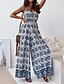 preiswerte lässige Overalls-Damen Normal Overall Streetwear Blumen Ärmellos V Ausschnitt Druck Straße Täglich Normale Passform Marineblau Königsblau Blau Sommer