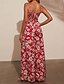 preiswerte lässige Overalls-Damen Normal Overall Streetwear Blumen Ärmellos U-Ausschnitt Druck Straße Täglich Normale Passform Rote Sommer