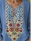 abordables Tops Boho pour Femmes-Femmes Chemisier Fleuri Graphique Bohème ancien Quotidien manche longue Col en V Hauts Réguliers Quotidien Fête Vêtements de vacances Imprimé Bleu Violet Vert Été Printemps