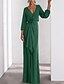 billiga Formell / Svart slips-A-Linje Aftonklänning Elegant Klänning Formell Bröllopsgäst Golvlång Lång Ärmel V-Hals Stretch Crepe med Volanger