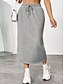 abordables Jupes unies-Jupe femme Couleur unie Mode Décontractée Maxi Jupe taille haute Uni Poche Élastique Street Daily Noir Gris Été Polyester