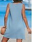 baratos Vestido Simples-Mulheres Minivestido Vestidos Para o Verão Vestido de verão Casual Diário Praia Normal Côr Sólida Sem Manga Gola Redonda Exército verde Preto Azul Bege Verão