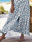billiga Casual kjolar-Dam Kjol Ledigt Boho Maxi Mellanhög midja Kjolar Blommig Mönster Kluvna toppar Microelastisk Gata Utekväll Himmelsblå Sommar Polyester