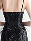preiswerte Lange Kleider &amp; Abendkleider-Meerjungfrau  Trompete Quinceanera Kleider Elegantes Kleid Formelle Hochzeit Bodenlang Ärmellos V-Ausschnitt Polyester Rückenausschnitt mit Pailletten Schlitz
