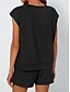 billige Kortsett for kvinner-Dame 2-delt mote streetwear daglig shorts sett kort erme rund hals ensfarget snøring casual daglig svart fuchsia khaki sommer vanlig passform