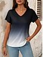 お買い得  アート＆デザインTシャツ-女性用 Tシャツ グラフィック 勾配 ヴィンテージ スタイリッシュ クラシック 半袖 Ｖネック レギュラートップス 日常 プリント ブラック ルビーレッド ブルー 夏 春