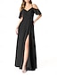 preiswerte Brautjungfernkleider-A-Linie Brautjungfernkleid Spaghetti-Träger Ärmellos Elegantes Bodenlang Chiffon mit Falten  Geteilte Front  Raffung