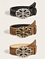 abordables ceinture-Ceinture Femmes PU Café Noir Ceinture Taille Rue Date Fleuri