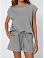billige Kortsett for kvinner-Dame 2-delt mote streetwear daglig shorts sett kort erme rund hals ensfarget snøring casual daglig svart fuchsia khaki sommer vanlig passform