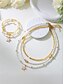 cheap Women&#039;s Necklace-Women&#039;s beach style layered necklace bracelet anklet set with starfish and shell charms, Gold and white beaded design, Suitable for summer vacation, Casual and bohemian style