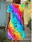 ieftine rochie florală-Pentru femei Rochie Mini Rochii Tricou Rochie A line Rochie de vară Casual Zilnic Fit regulat Ombre Grafic Geometric Manșon scurt Crewneck Albastru piscină Mov Portocaliu Vară Primăvară