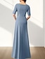 economico Semi-formale / Cocktail-Abito A-Line per la madre della sposa Abito formale per ospiti di matrimonio Elegante collo giro lunghezza a terra in chiffon tessuto elasticizzato maniche a metà con applicazioni arricciate