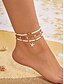 cheap Women&#039;s Necklace-Women&#039;s beach style layered necklace bracelet anklet set with starfish and shell charms, Gold and white beaded design, Suitable for summer vacation, Casual and bohemian style