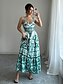 ieftine Rochii Cocktail-Rochii de Quinceanera A-Line Rochie Elegantă Nuntă Invitat de Nuntă Lungime Până la Pardoseală Fără Mâneci Decolteu în Formă de Inimă Poliester Spate Deschis cu Imprimare Florală Rochie Invitat de