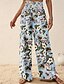 ieftine picior lat și talie înaltă-Pentru femei Pantaloni Modă Boho Lungime totală Natural Floral Imprimeu Confortabil Exterior Comfortabil În aer liber Vacanță Casul / Zilnic Caisă Albastru Ceruliu Deschis Roz Albastru Marin Închis