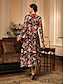 billige Frakker &amp; Trench Coats-Dame Frakke Åndbart Blonder Broderi Elegant Blomstret Formel Bryllup Fest Lang Rund Hals Løstsiddende Langærmet Overtøj Grå lyserød Sort Bordeaux Sommer Forår