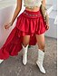 preiswerte Schlichte Röcke-Damen Rock A-Linie Einfarbig Mode Lässig Mini Hochtaillierte Röcke Einfach Rüsche Lagen Mikro-elastisch Urlaub Straße Schwarz Weiß Rot Blau Sommer Polyester