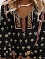 billiga Semester Boho Klänning-Dam Mini klänning Vardagsklänning Sommarklänning Boho-klänning Mode Utomhus Fest Helgdag Normal Blomma Långärmad V-hals Svart Sommar Vår