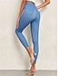 baratos Leggings lisas-Mulheres Jegging Férias Vintage Estilo Étnico Comprimento total Cintura Alta Corte alto Conforto Respirável Secagem Rápida Com Stretch Ao ar livre Ioga Rua Preto Azul Azul Escuro Verão Fino