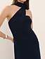 baratos AZUL-Vestido de Festa A-Line Elegante Vestido Formal Convidada de Casamento Comprimento do Chão Sem Mangas Um Ombro Jersey com Pregas