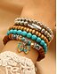 billige Dame armbånd-Boho western perlearmbåndssæt til kvinder – flerlags stretch-stable med turkis, træperler og cowboy støvle, fjer, tyr kranie vedhæng – festival, casual og gave smykker
