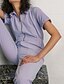 preiswerte Schlichte Hose aus Baumwollleinen-Damen Normal Baumwoll-Leinen-Hose Streetwear Einfarbig Kurzarm Hemdkragen Reißverschluss Ausgehen Wochenende Normale Passform Schwarz Rosa Blau Sommer