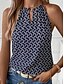 economico Top in tessuto a righe e geometrico-Per donna Canotta a canotta Geometrico Quotidiano Casual Senza Maniche Girocollo Top Regolari Quotidiano Stampato Nero Blu Reale Marrone Estate