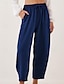 cheap Wide Leg &amp; High Waisted-Women&#039;s Slacks Pants Trousers Fashion Streetwear Full Length Natural Plain Pocket Elastic Drawstring Design Outdoor Comfortable Outdoor Vacation Apricot Light Sky Blue Grey Navy Summer Regular Fit