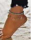 economico Bracciale da donna-Set di cavigliere da donna con perline turchesi e ciondoli placcati in oro: gioielli da spiaggia bohémien per vacanze estive e festival