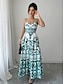 ieftine Rochii Cocktail-Rochii de Quinceanera A-Line Rochie Elegantă Nuntă Invitat de Nuntă Lungime Până la Pardoseală Fără Mâneci Decolteu în Formă de Inimă Poliester Spate Deschis cu Imprimare Florală Rochie Invitat de