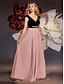 tanie różowy-Suknie A-Line na quinceanera Elegancka sukienka formalna sukienka weselna długości do podłogi bez rękawów z dekoltem w kształcie litery V z poliestru z plecami bez pleców z plisami