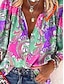 preiswerte Blumenblusen-Damen Bluse Knöpfe Druck Grafik Paisley-Muster Farbblock Bohemien Täglich Lässig Dreiviertelarm Hoher Ausschnitt Normale Oberteile Gelb Purpur Orange Sommer Frühling
