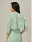 preiswerte Jacken-Damen Schultertücher Einfarbig Elegant Stilvoll Basic Dreiviertelarm Asymmetrisch Crop Tops Hochzeitsgast Strandhochzeit Pailletten Patchwork Salbeigrün Sommer Frühling Herbst