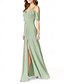 preiswerte Brautjungfernkleider-A-Linie Brautjungfernkleid Spaghetti-Träger Ärmellos Elegantes Bodenlang Chiffon mit Falten  Geteilte Front  Raffung
