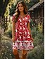 abordables Robe Fleurie-Femmes Mini Robe Robe T-Shirt Robe trapèze Robe d&#039;été Occasionnel Quotidien Coupe régulière Fleuri Graphique Paisley Manche Courte Col Rond Rouge Bleu Marron Vert Été Printemps