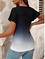 お買い得  アート＆デザインTシャツ-女性用 Tシャツ グラフィック 勾配 ヴィンテージ スタイリッシュ クラシック 半袖 Ｖネック レギュラートップス 日常 プリント ブラック ルビーレッド ブルー 夏 春