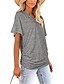 billige Plain t-skjorte-Dame Bluse Helfarge Stilfull Fritid Kortermet V-hals Vanlige topper Daglig Hvit Rosa Lilla Grå Sommer
