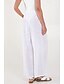 voordelige Effen katoenen linnen broek-Dames Katoenen linnen broek Broeken Streetwear Casual Lang Hoge taille Effen Zak Elastisch ontwerp met trekkoord Hoge snede Ademend Zacht Micro-elastisch Vakantie Straat Alledaagse kleding Zwart Wit
