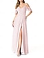 preiswerte Brautjungfernkleider-A-Linie Brautjungfernkleid Spaghetti-Träger Ärmellos Elegantes Bodenlang Chiffon mit Falten  Geteilte Front  Raffung