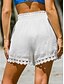baratos Shorts jeans-Mulheres chinês Calção Roupa de rua Estilo Étnico Básico Curto Cintura Alta Tecido Bolsos Cintura elástica Confortável Macio Micro-Elástica Ao ar livre Férias Rua Preto Branco Rosa Azul Verão Normal