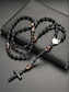 economico Gioielli da uomo-Collana da uomo con ciondolo a croce in pietra lavica nera e occhio di tigre – collana spirituale in acciaio inossidabile con perline e lunghezza regolabile, regalo perfetto per la festa del papà, per abbigliamento casual e religioso