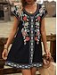 abordables Vestidos florales-Mujer Mini vestido Vestido estilo camiseta Vestido de verano Vacaciones Casual Boho Diario Noche Ajuste regular Floral Graphic Manga Corta Escote en Pico Negro Vino Azul Piscina Marrón Verano