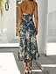 billige Print blomstrede kjoler-Dame Midikjole Blomster kjole Boho-kjole Print kjole Mode Klassisk udendørs Ferierejse Ferie Regulær Blomst Uden ærmer Spaghettistropper Lyserød Navyblå Orange Sommer