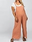 billige Bukser af almindelig bomuldshør-dame normal jumpsuit dungarees streetwear ensfarvet ærmeløs u-hals lomme gade fest normal pasform sort hvid gul sommer